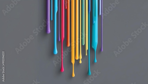 flat aesthetic linear dripping multicolor paint on gre background