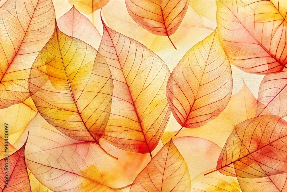 Vibrant Autumn Leaves With Intricate Veins Displaying Seasonal Colors And Textures. Generative AI Vibrant Autumn Leaves With Intricate Veins Displaying Seasonal Colors And Textures. Generative AI