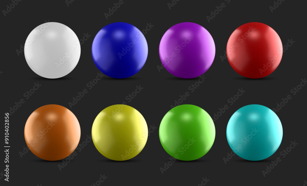Collection of colorful 3d spheres isolated on dark Collection of colorful 3d spheres isolated on dark
