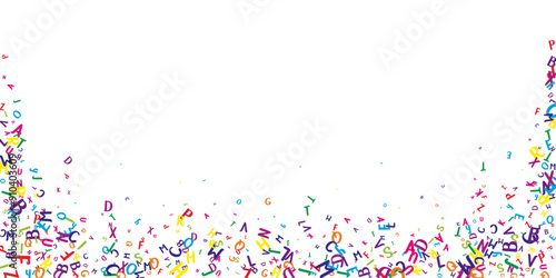Flying latin letters. Colorful childish scattered
