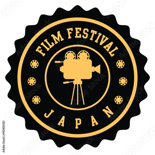 Film Festival Stamp Concept Vector Illustration Abstract Editable Seal Japan