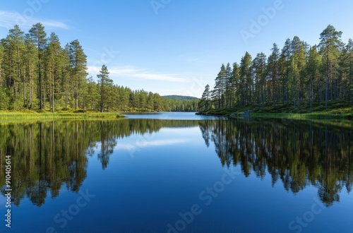 In the foreground is an isolated pine forest, in which there is only one tall tree on its right side