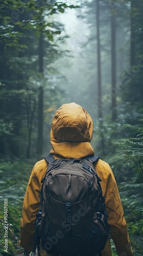 A person wearing a yellow jacket