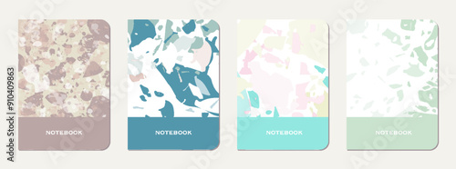 School notebook cover design. Terrazzo abstract