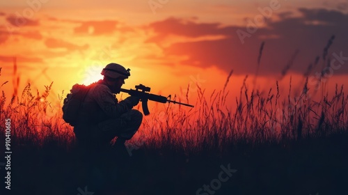 A silhouette of a soldier in the war