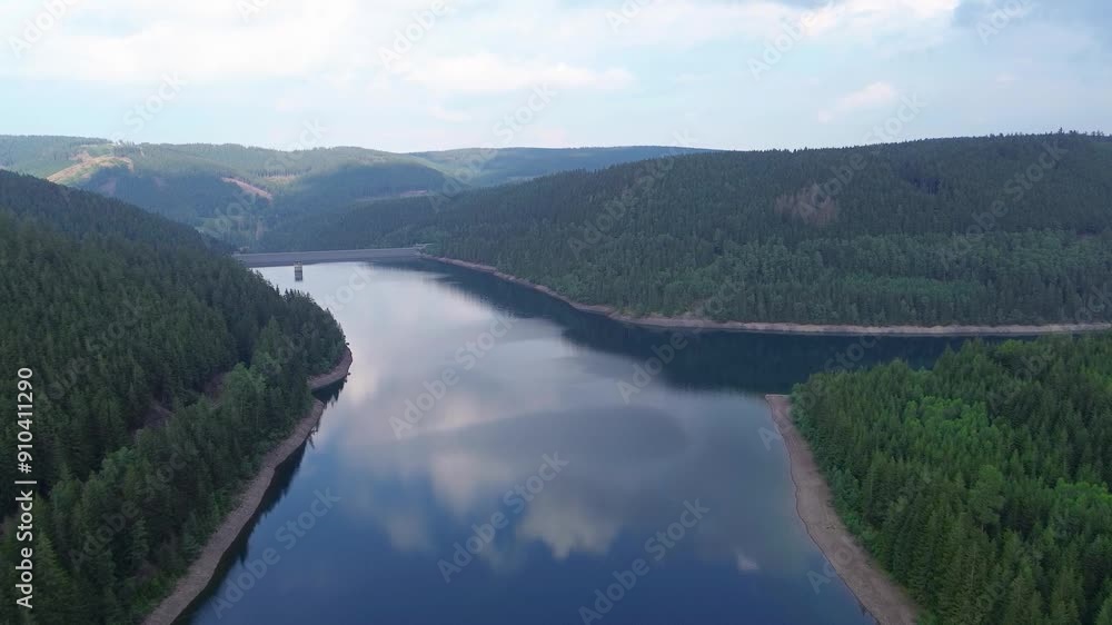 aerial high flight over Ohra dam aerial high flight over Ohra dam