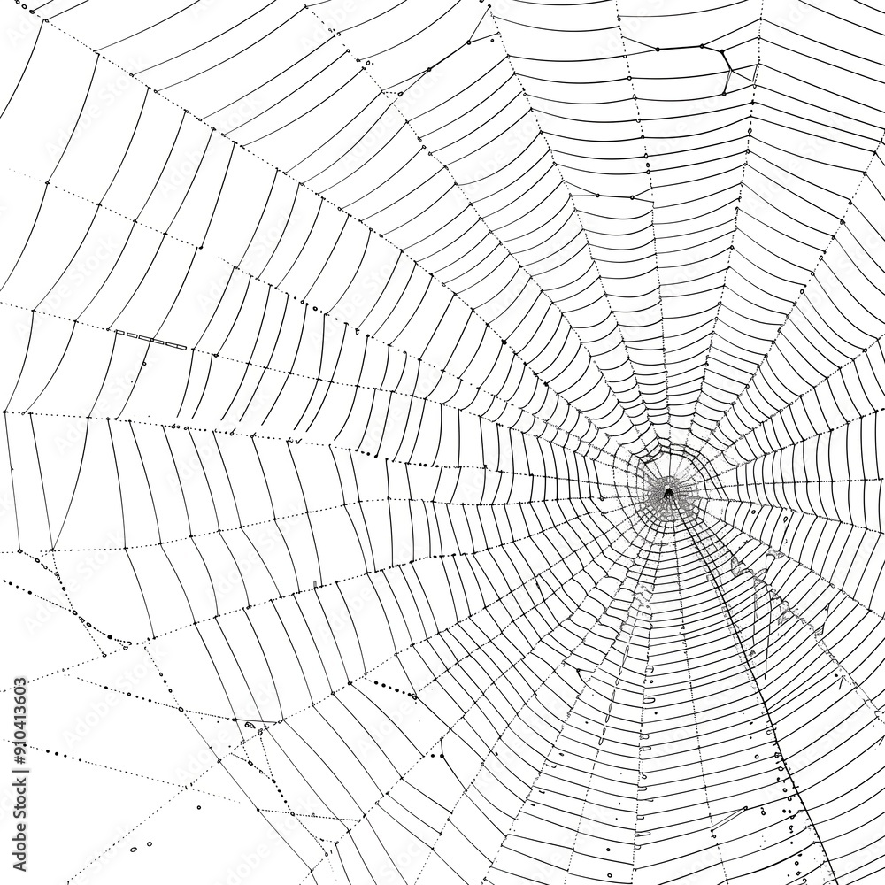 intricate spider web in halftone, isolated on clear white background intricate spider web in halftone, isolated on clear white background