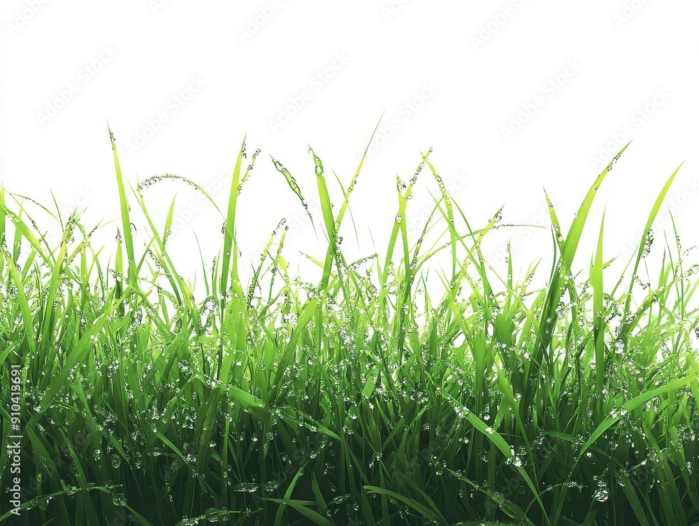 Obraz premium Dewy Grass Blades Close-Up.