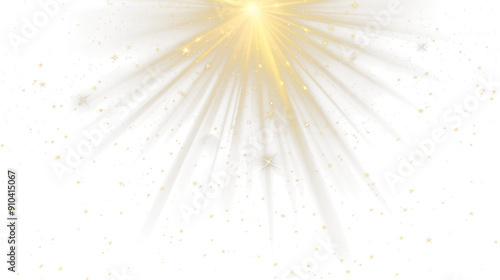 Vector golden light with glare. Sun, sun rays, dawn, glare from the sun png. Gold flare png, glare from flare png.