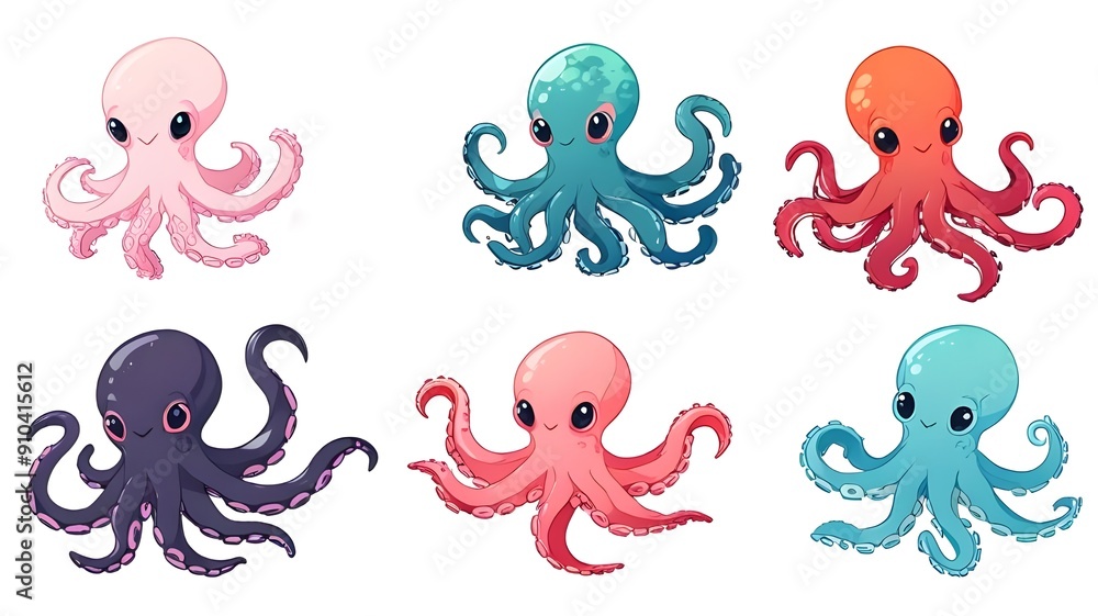 Octopus set. Illustration Octopus set. Illustration
