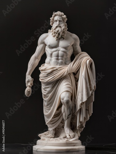 Majestic statue of Zeus in ancient Greek style , Greek, sculpture, god, myth, ancient, Olympia, thunder, powerful, marble