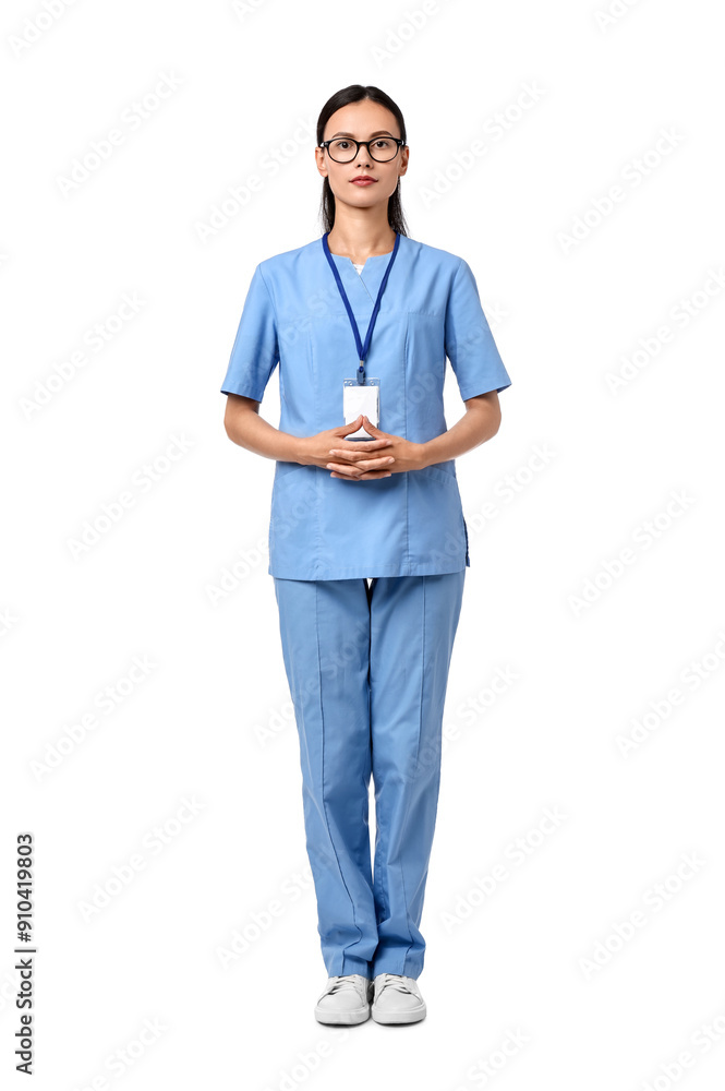 Beautiful nurse in uniform on white background Beautiful nurse in uniform on white background