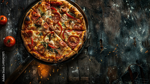 Wallpaper Mural pizza on a wooden table Torontodigital.ca