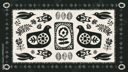 Bohemian Block Print Vector Graphic Collection