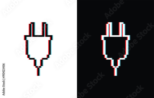 glich effect pixel socket icon vector pixel art for 8 bit game