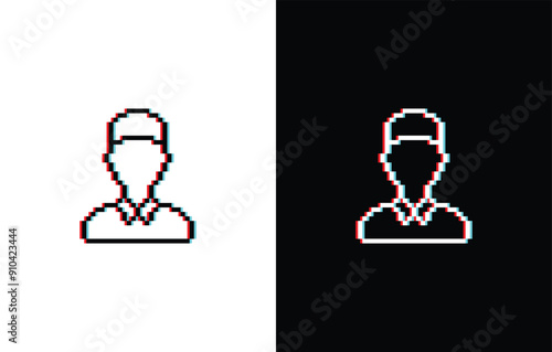 glich effect male avatar pixel art icon vector 8 bit game