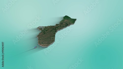 Guam Map Animation.  3d animation of Guam map