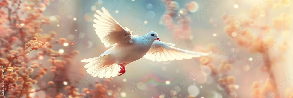 Dove bird symbolizing the spirit of World Peace Day, conveying hope and unity in a serene uplifting Dove bird symbolizing the spirit of World Peace Day, conveying hope and unity in a serene uplifting
