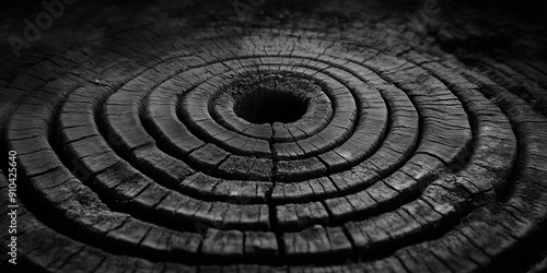 Black & White Tree Log Cross-Section with Detailed Rings

 photo