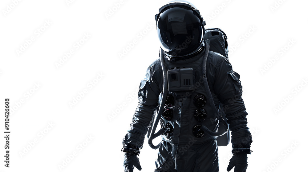 a black astronaut suit is seen walking a black astronaut suit is seen walking