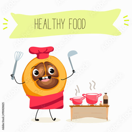 Cute loquat, medlar character with many expressions, fruit different activities, poses vector illustration flat design set.