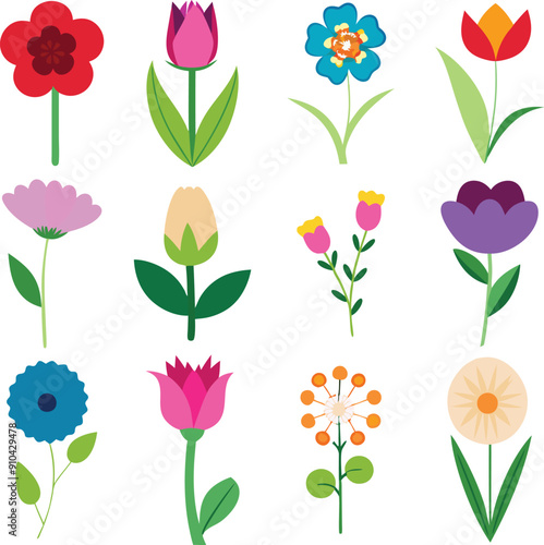 seamless pattern with tulips Line Art