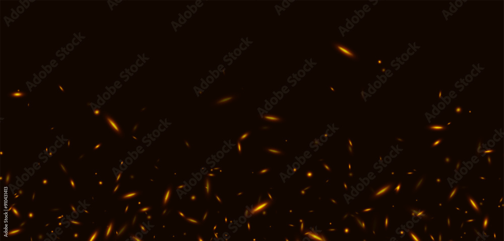 Fire sparks, abstract glowing embers, heat sparkles, flying flame cinder, bokeh fire texture. Vector illustration. Fire sparks, abstract glowing embers, heat sparkles, flying flame cinder, bokeh fire texture. Vector illustration.