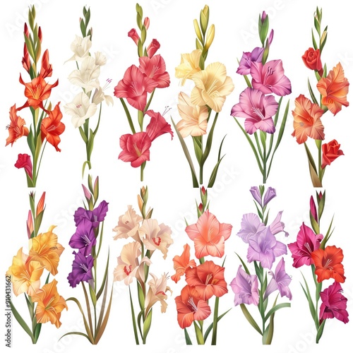 Wallpaper Mural Flower Art Set, Scrapbooking Concept, Gardening Brand Logo Artwork, Floral Sticker Sheet, Isolated Floral Clipart Design, Natural Beauty Plant Collection, White Background Easy Custom Editing Torontodigital.ca