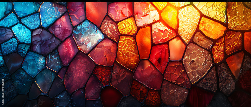 Vibrant Stained Glass Mosaic with Rich Colors and Textures Vibrant Stained Glass Mosaic with Rich Colors and Textures