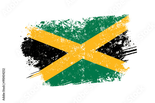 Jamaica flag with grunge effect - vector illustration, isolated photo