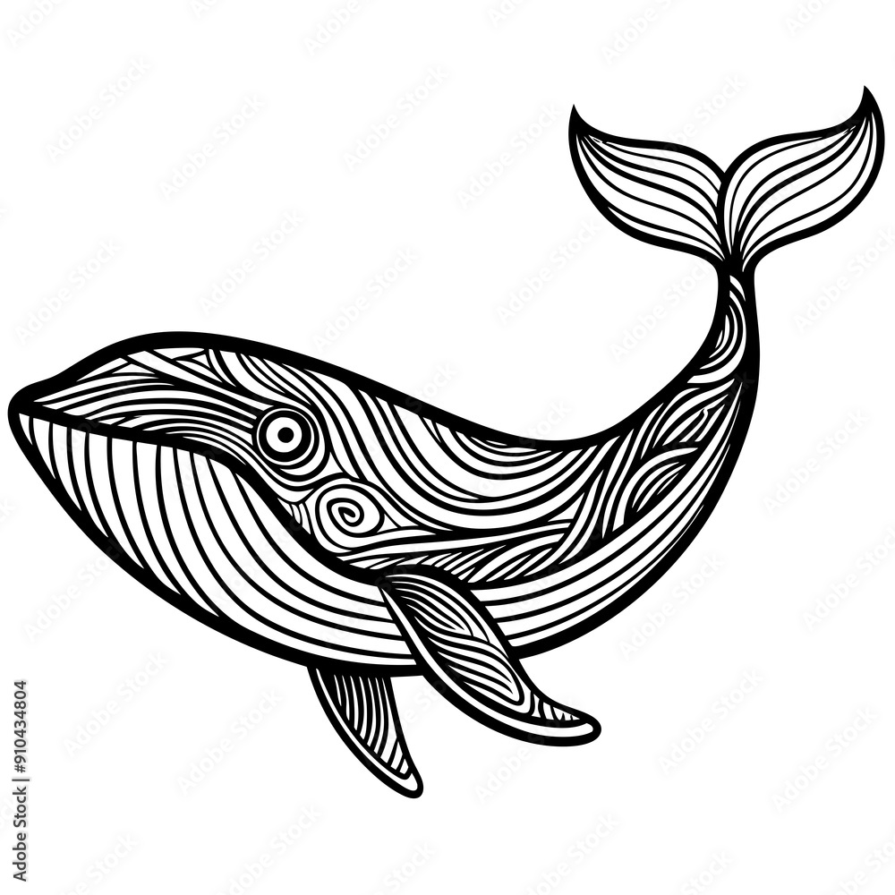Whale vector illustration. Outline drawing colouring page in underwater book or page for children. Whale vector illustration. Outline drawing colouring page in underwater book or page for children.
