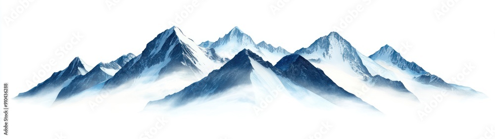 Snowy mountain peaks emerging from the clouds Snowy mountain peaks emerging from the clouds