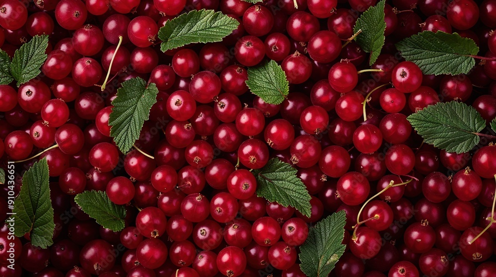 Cherry cluster with leaves on top and bottom Cherry cluster with leaves on top and bottom