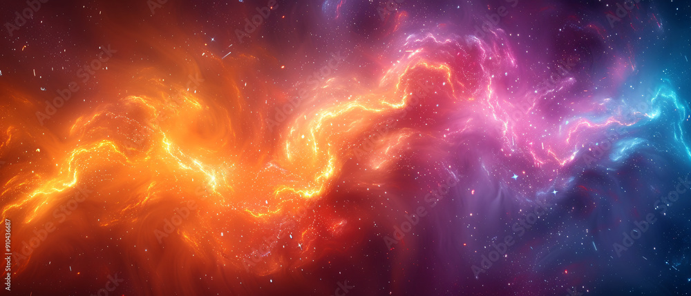 Abstract Cosmic Nebula With Glowing Lights and Stars Abstract Cosmic Nebula With Glowing Lights and Stars