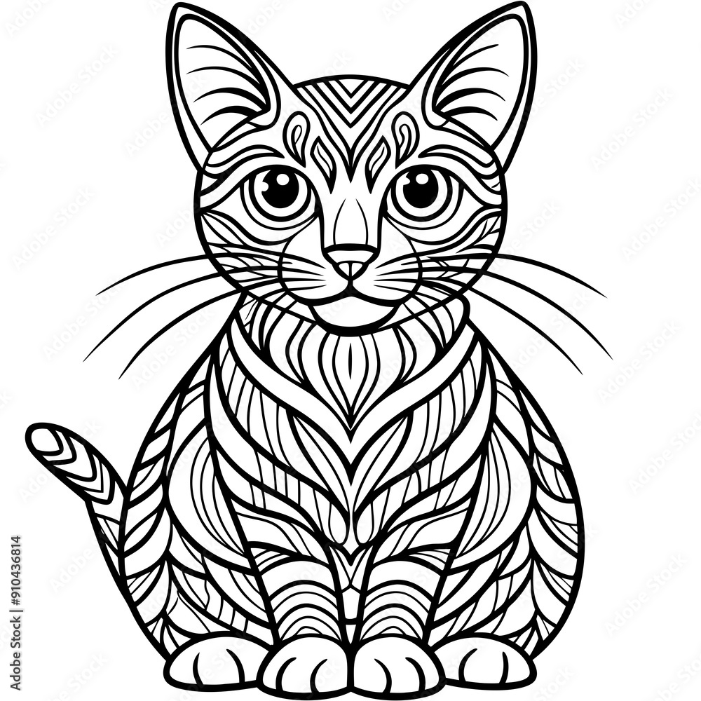 Obraz premium cat coloring pages mandala designe outline vector illustration for kids coloring book