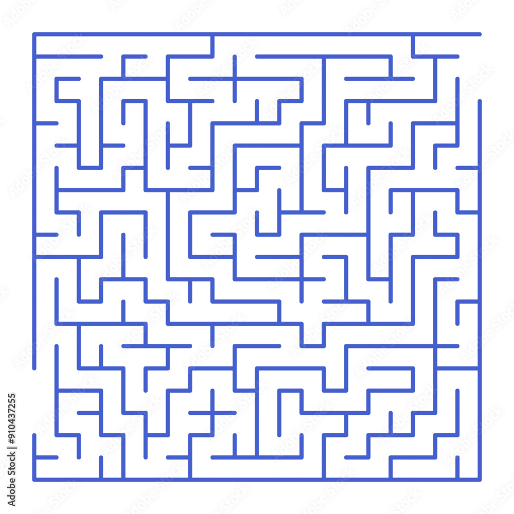 Maze shape design element. There is one entrance and exit and one correct path, but many paths lead to dead ends Maze shape design element. There is one entrance and exit and one correct path, but many paths lead to dead ends