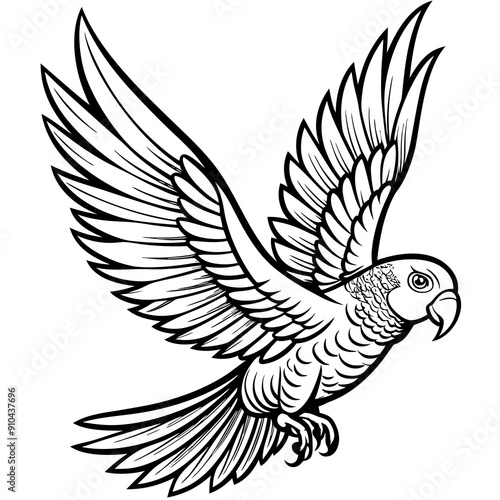 Hand drawn of Cockatoo in zentangle style for Adult coloring book page, shirt design effect, logo, tattoo and decoration.Vector illustration.