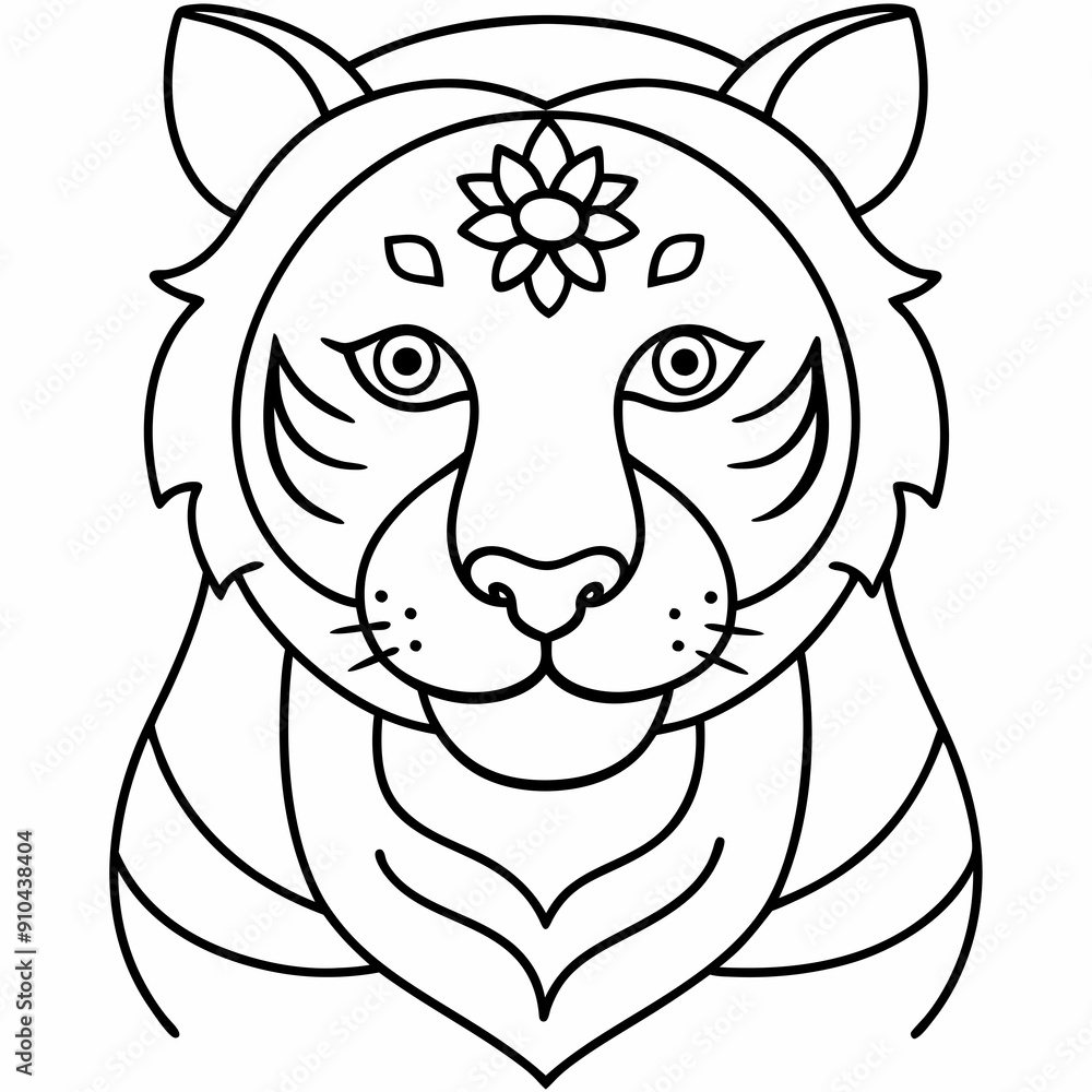 Obraz premium Adult coloring book. a Tiger head. Line art design for antistress colouring pages in zentangle style. Vector illustration.
