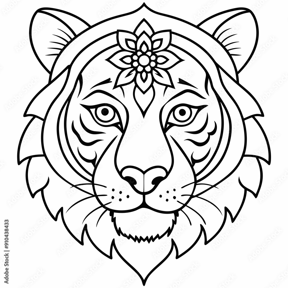 Adult coloring book. a Tiger head. Line art design for antistress colouring pages in zentangle style. Vector illustration. Adult coloring book. a Tiger head. Line art design for antistress colouring pages in zentangle style. Vector illustration.
