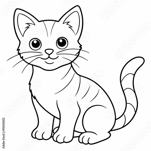 Adult coloring book. a cute cat. Line art design for antistress colouring pages in zentangle style. Vector illustration.