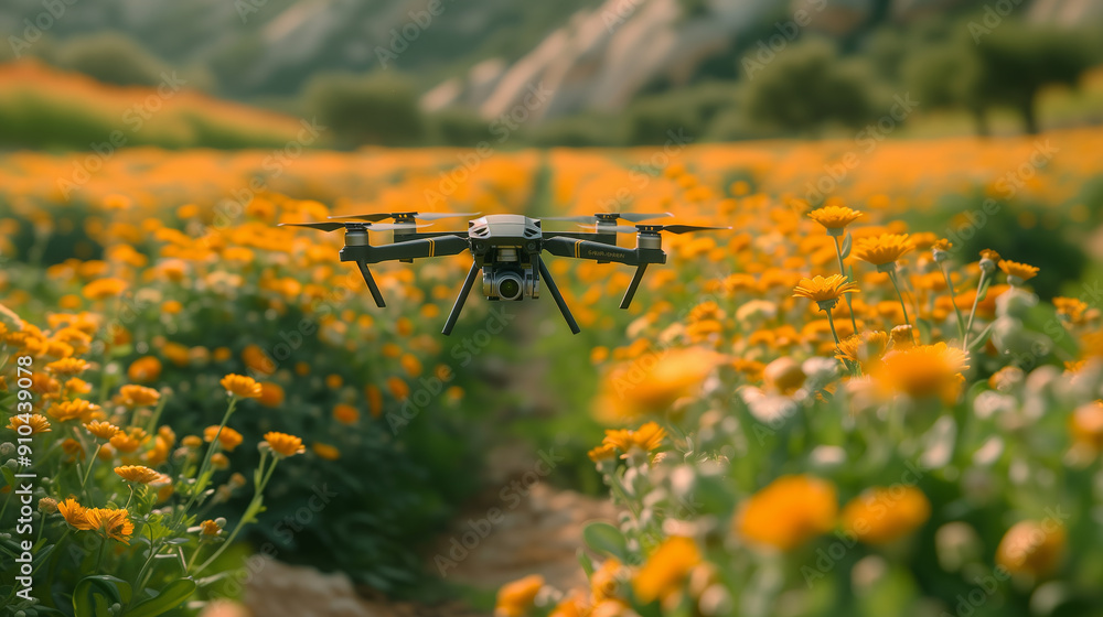 Drone Pollination in a Field of Flowers Drone Pollination in a Field of Flowers