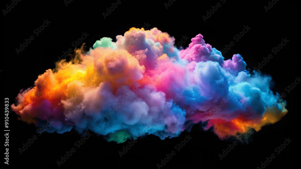colorful cloud cut out isolated on black background colorful cloud cut out isolated on black background