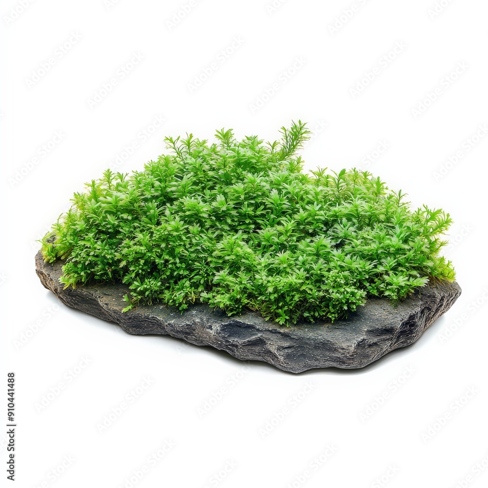 Vibrant aquatic plant arrangement on a natural stone base for aquascaping Vibrant aquatic plant arrangement on a natural stone base for aquascaping