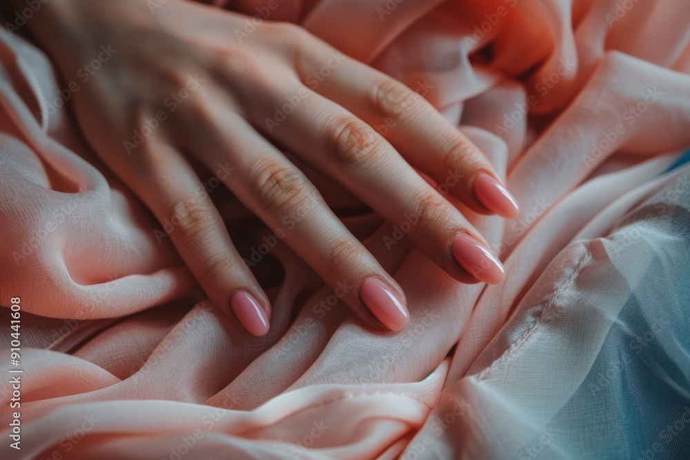 woman hand with nail polish on her fingernails woman hand with nail polish on her fingernails