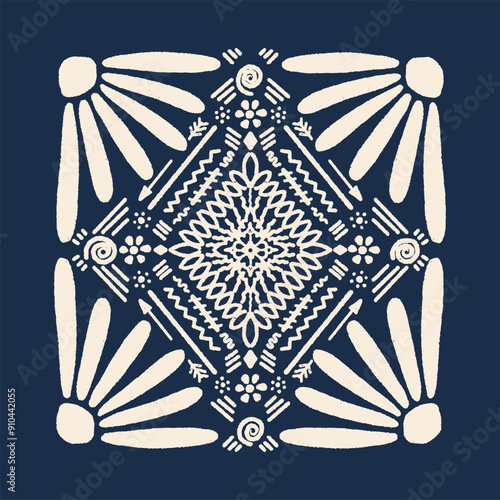 Bandana Flower Motif Vector Illustration
