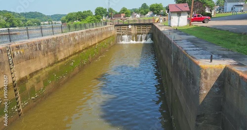 A lock Muskingum River in McConnelsville Ohio a part of Muskingum River Parkway State Park.   photo