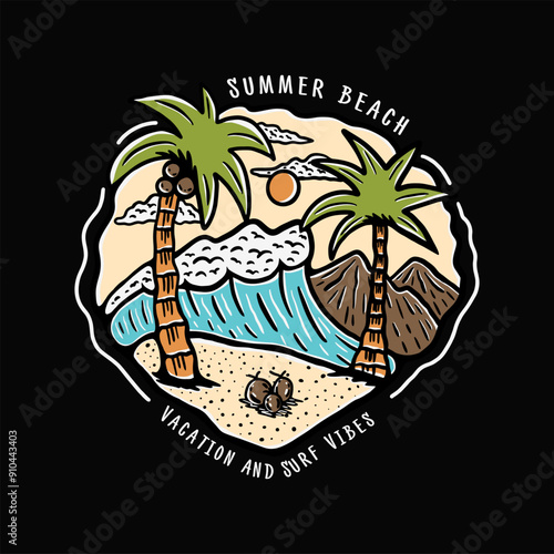 Vacation And Surf Logo Vector Illustration
