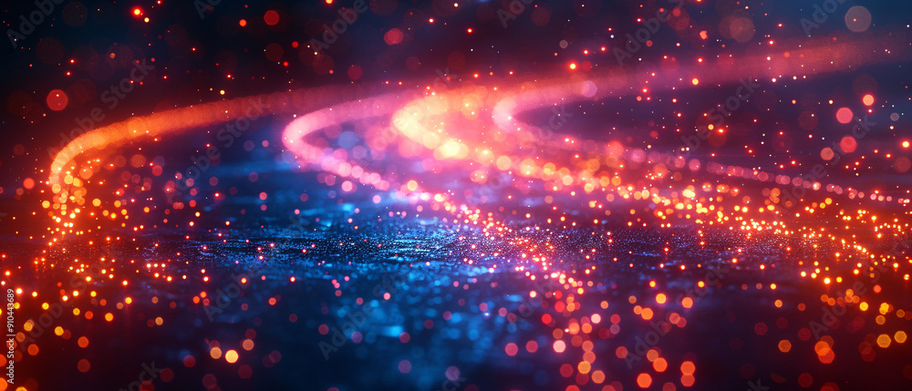 Fototapeta premium Abstract Swirling Lights with Red and Blue Bokeh Background