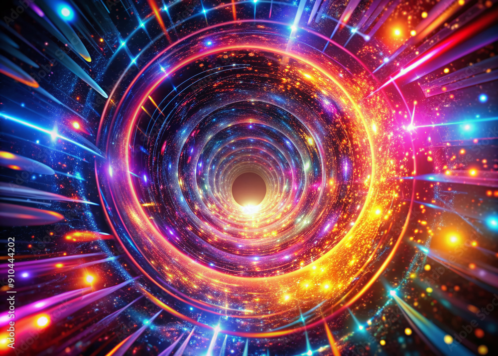 Vibrant psychedelic tunnel of swirling lights and intense energy bursts, warping space-time continuum, a mesmerizing 3D wormhole vortex in stunning 4K motion. Vibrant psychedelic tunnel of swirling lights and intense energy bursts, warping space-time continuum, a mesmerizing 3D wormhole vortex in stunning 4K motion.