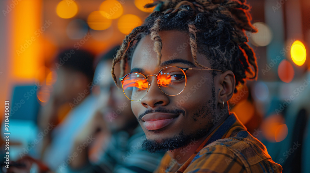 Young Man With Dreadlocks and Glasses Smiling Young Man With Dreadlocks and Glasses Smiling